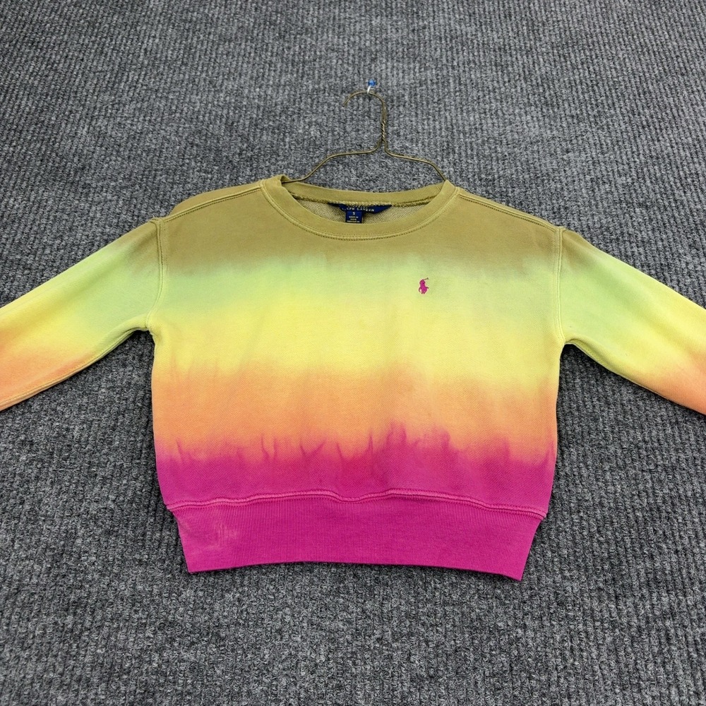 Polo Ralph Lauren Sweatshirt Kids 5 Multicolor Cotton Blend Ombre Crewneck Prep